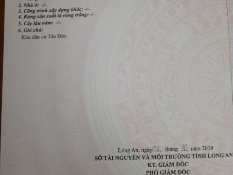 Đất thổ cư tại khu dân cư Tân Đức, mặt tiền đường A36B, gần công viên