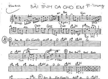 Bài Tình Ca Cho Em sheet nhạc đệm