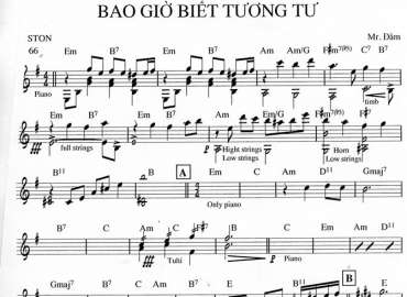 Bao Giờ Biết Tương Tư sheet nhạc đệm