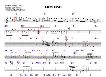 Biển Tình sheet nhạc đệm