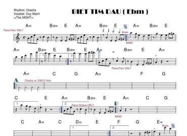 Biết Tìm Đâu sheet nhạc đệm