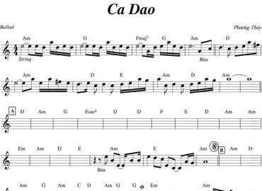 Ca Dao sheet nhạc đệm