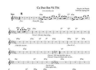 Ca Dao Em Và Tôi sheet nhạc đệm