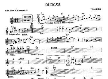 Cách Xa sheet nhạc đệm