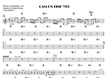 Cảm Ơn Tình Yêu sheet nhạc đệm