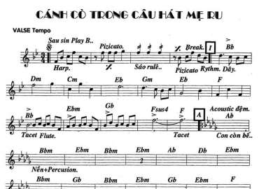 Cánh Cò Trong Câu Hát Mẹ Ru sheet nhạc đệm