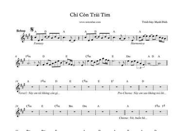 Chỉ Còn Trái Tim sheet nhạc đệm