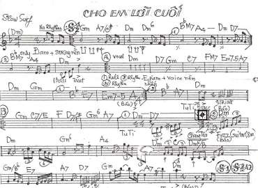 Cho Em Lần Cuối sheet nhạc đệm