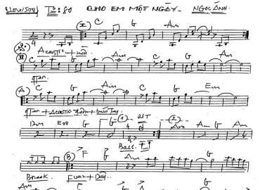Cho Em Một Ngày sheet nhạc đệm