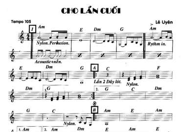 Cho Lần Cuối sheet nhạc đệm