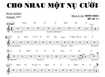 Cho Nhau Một Nụ Cười sheet nhạc đệm