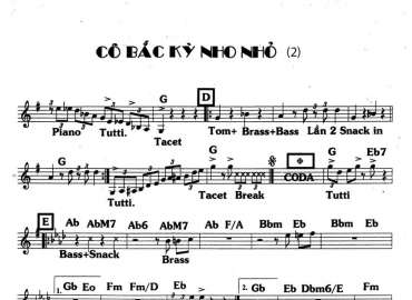 Cô Bắc Kỳ Nho Nhỏ sheet nhạc đệm