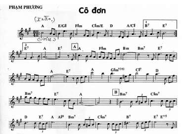 Cô Đơn sheet nhạc đệm