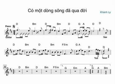 Có Một Dòng Sông Đã Qua Đời sheet nhạc đệm