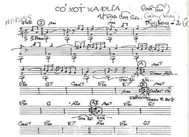 Cỏ Xót Xa Đưa sheet nhạc đệm