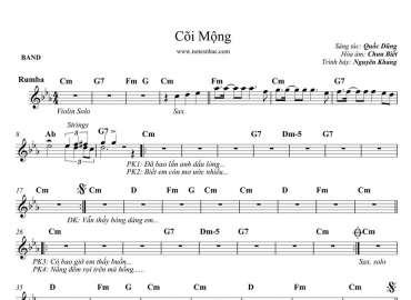 Cõi Mộng sheet nhạc đệm