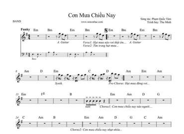 Cơn Mưa Chiều Nay sheet nhạc đệm