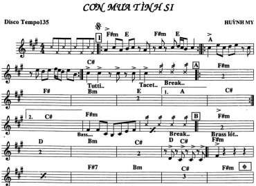 Cơn Mưa Tình Si sheet nhạc đệm