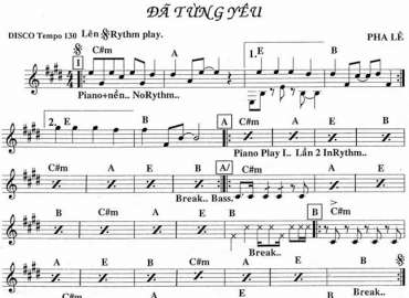 Đã Từng Yêu sheet nhạc đệm