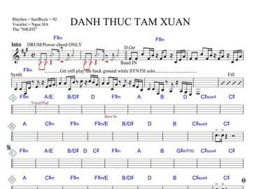 Đánh Thức Tầm Xuân sheet nhạc đệm