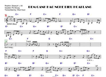 Đêm Gánh Hào Nghe Diệu Hoài Lang sheet nhạc đệm