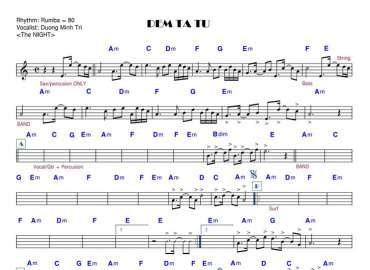 Đêm Tạ Từ sheet nhạc đệm