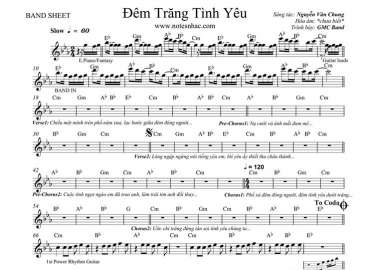 Đêm Trăng Tình Yêu sheet nhạc đệm