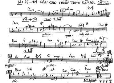 Đi Đâu Cho Thiếp Theo Cùng sheet nhạc đệm