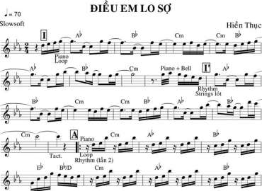 Điều Em Lo Sợ sheet nhạc đệm
