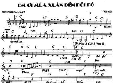 Em Ơi Mùa Xuân Đến Rồi Đó sheet nhạc đệm