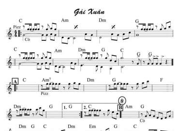 Gái Xuân sheet nhạc đệm