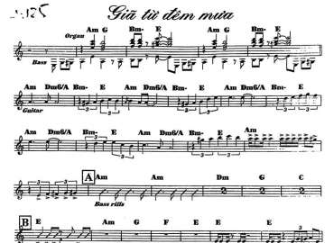 Giã Từ Đêm Mưa sheet nhạc đệm