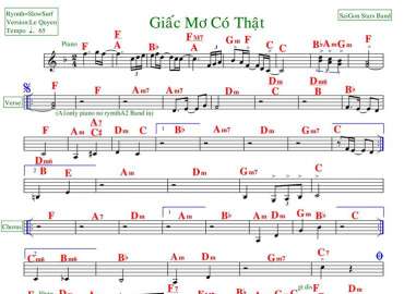 Giấc Mơ Có Thật sheet nhạc đệm