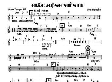 Giấc Mộng Viễn Du sheet nhạc đệm