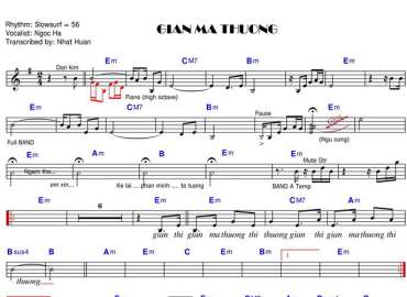 Giận Mà Thương sheet nhạc đệm