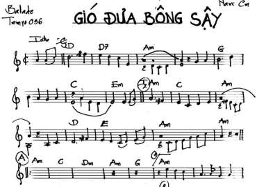 Gió Đưa Bông Sậy sheet nhạc đệm