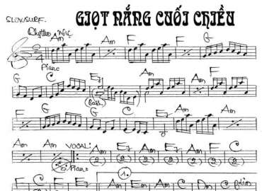 Giọt Nắng Cuối Chiều sheet nhạc đệm