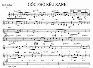 Góc Phố Riêu Xanh sheet nhạc đệm