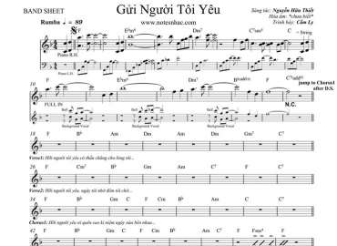 Gửi Người Tôi Yêu sheet nhạc đệm
