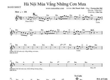 Hà Nội Vắng Những Cơn Mưa sheet nhạc