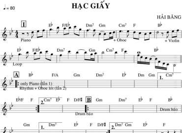 Hạc Giấy sheet nhạc đệm