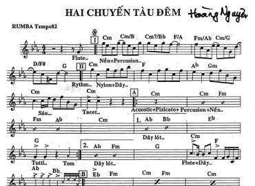 Hai Chuyến Tàu Đêm sheet nhạc đệm