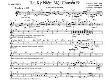 Hai Kỷ Niệm Một Chuyến Đi sheet nhạc đệm