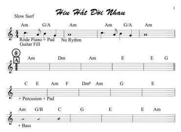 Hắt Hiu Dời Nhau sheet nhạc đệm