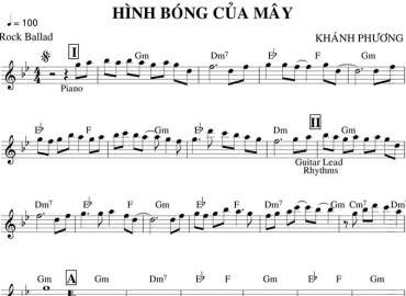 Hình Bóng Của Mây sheet nhạc đệm