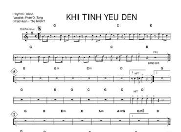 Khi Tình Yêu Đến sheet nhạc đệm