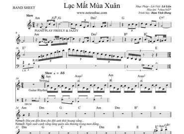 Lạc Mất Mùa Xuân sheet nhạc đệm