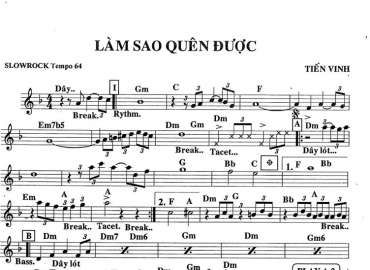 Làm Sao Quên Được sheet nhạc đệm
