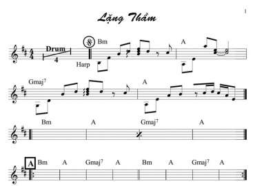 Lặng Thầm sheet nhạc đệm