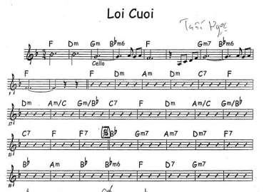 Lời Cuối sheet nhạc đệm